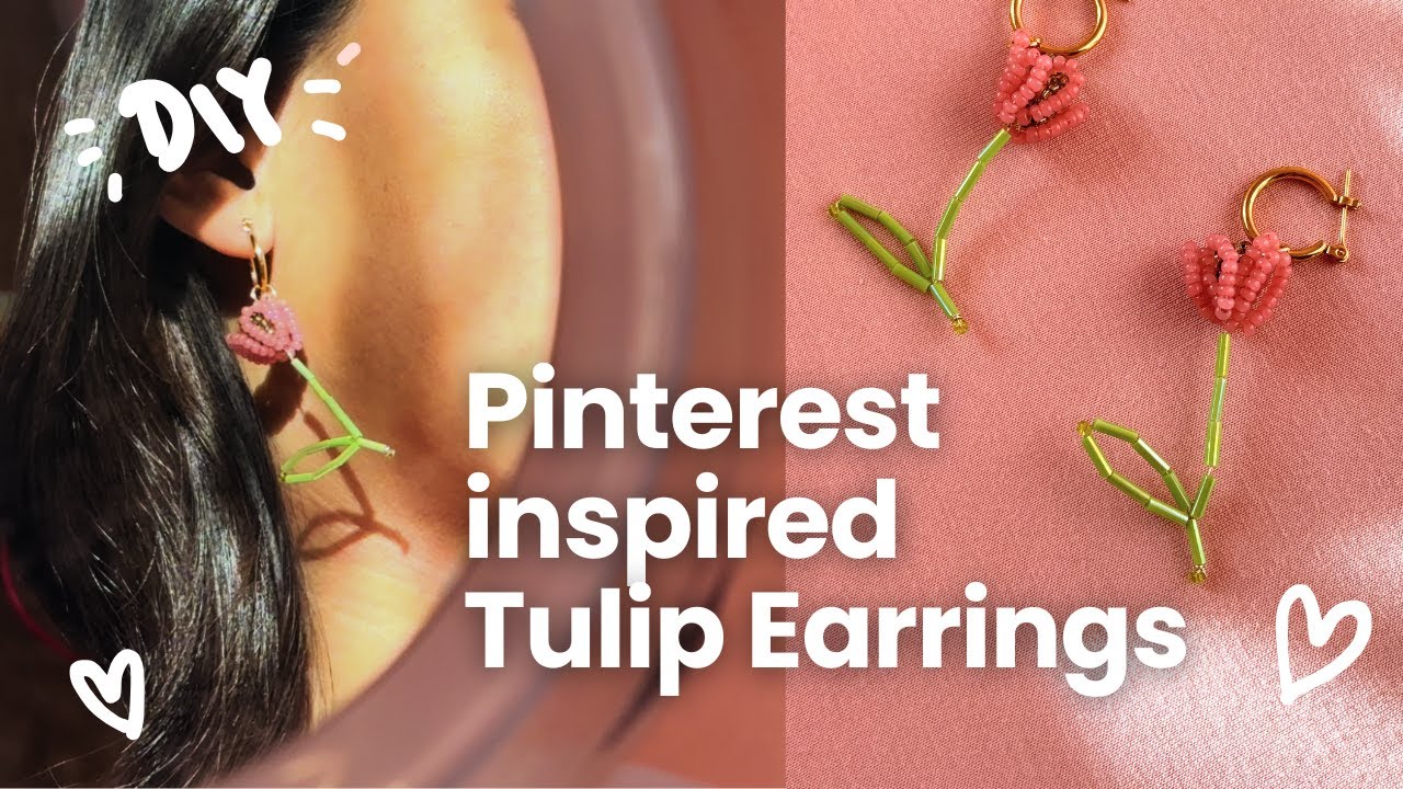 How to make BEADED tulip earrings🌷 Easy & aesthetic DIY jewelry tutorial