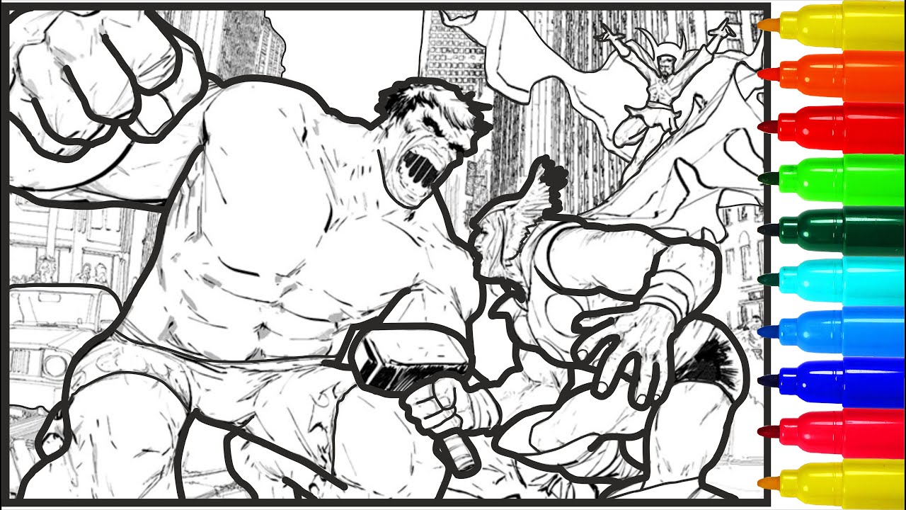 Hulk Thor in the City Coloring Pages