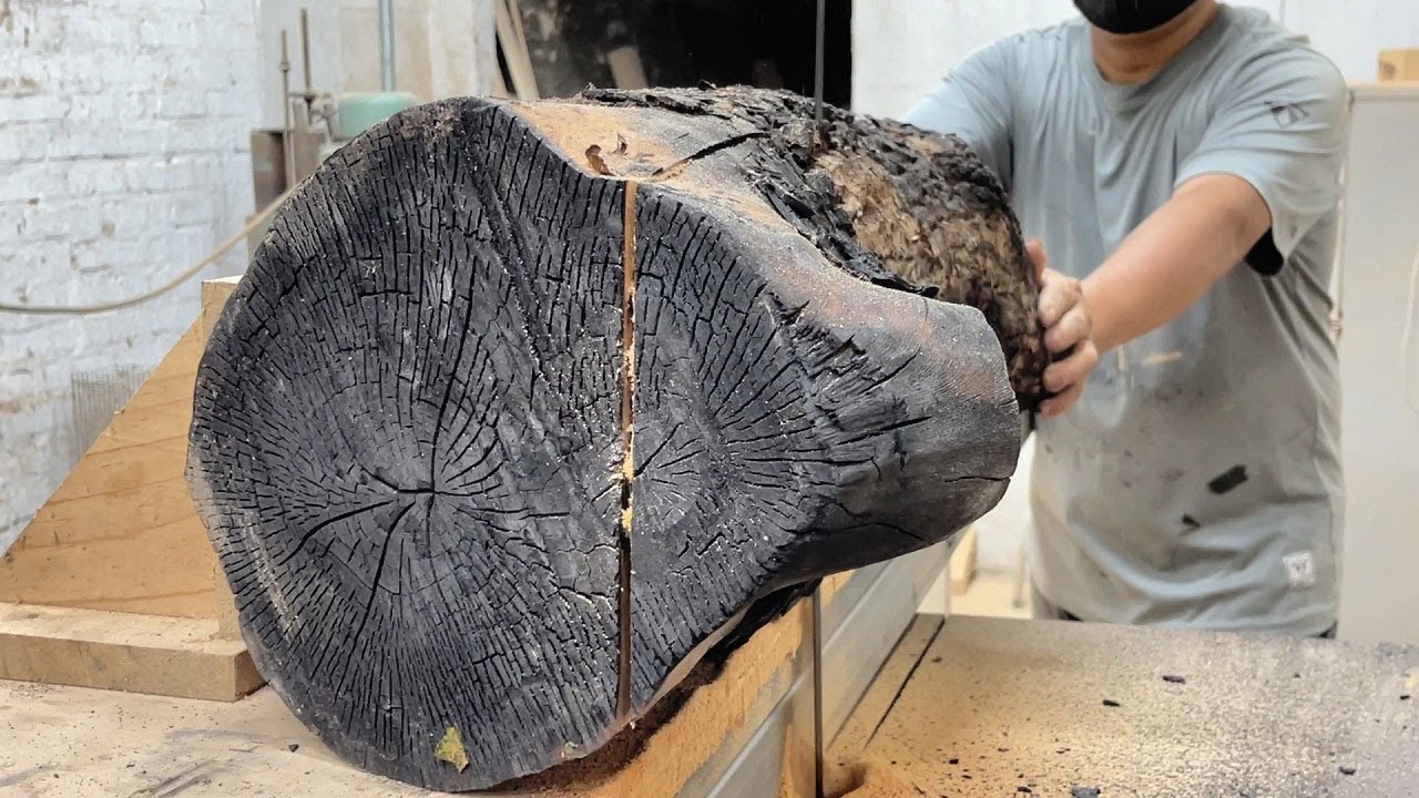 Efficient Woodworking Project From Burnt Wood // Design And Build A Thousand Dollar 3D Table Product