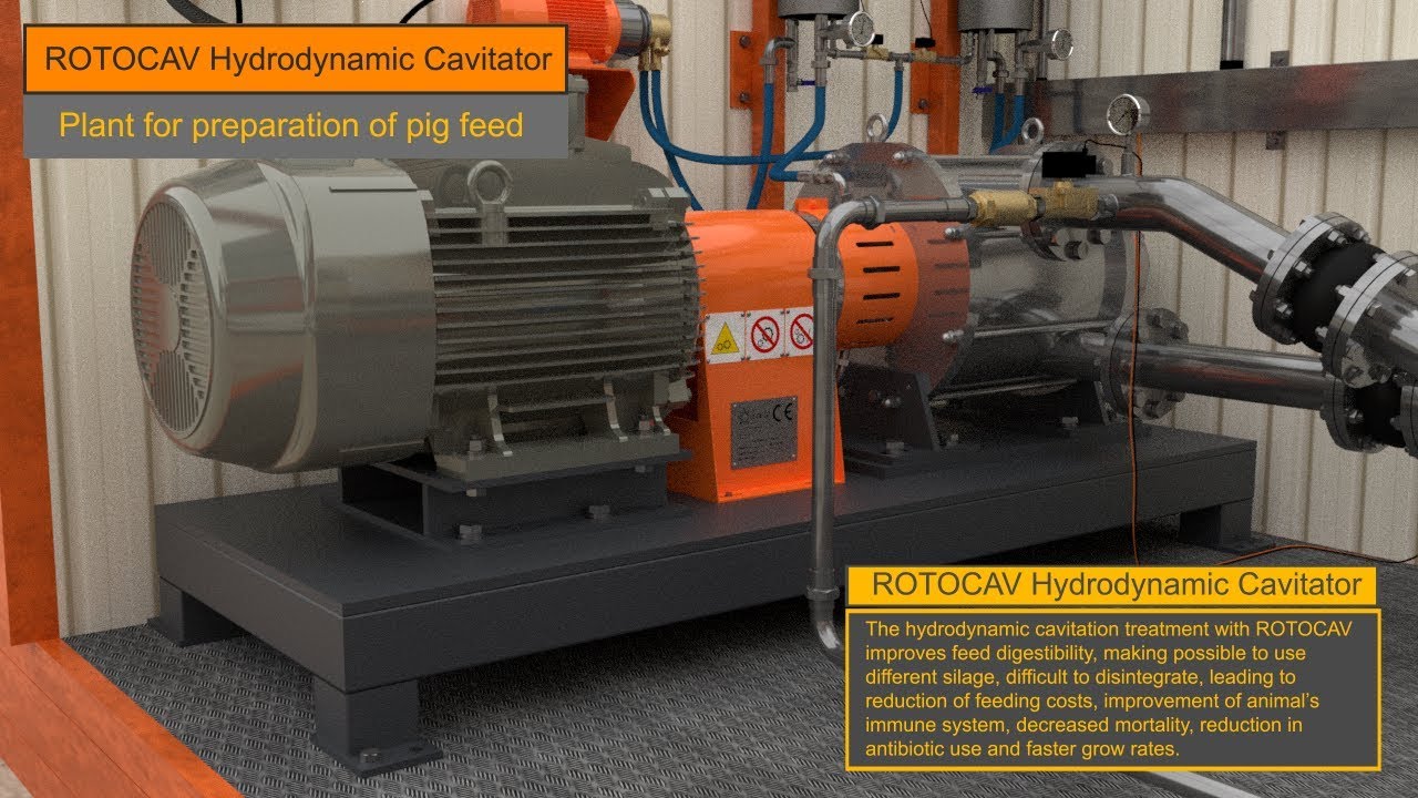 ROTOCAV hydrodynamic cavitator for the preparation of pig feed