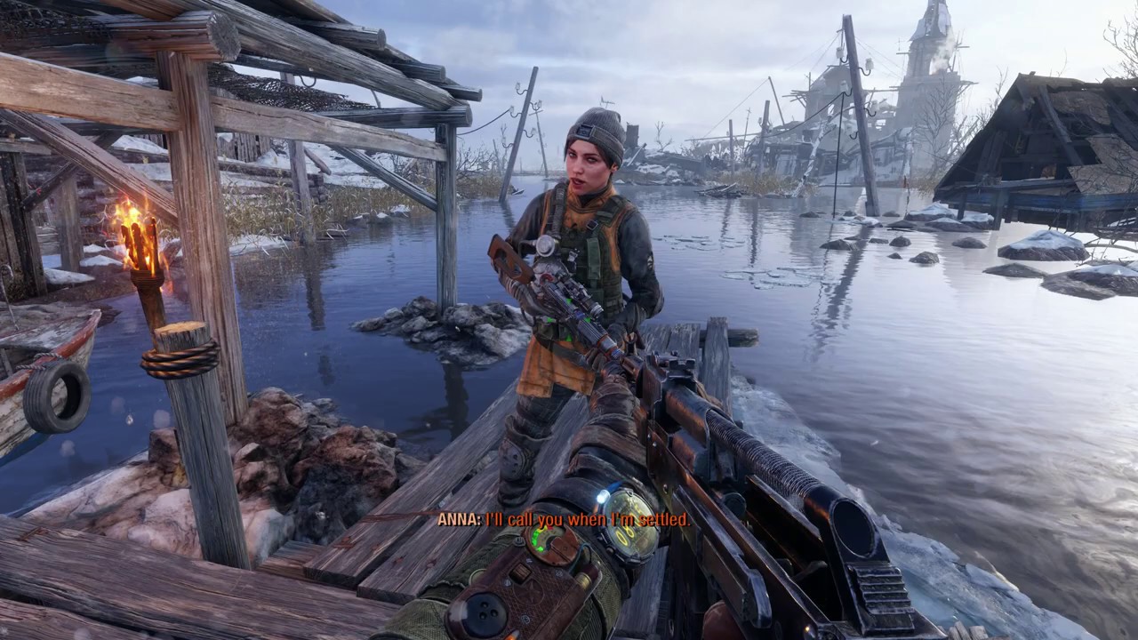 Metro Exodus - The Volga: Follow Anna To Docks: Inspect Train Car, Change Aiming Sensitivity (2019)