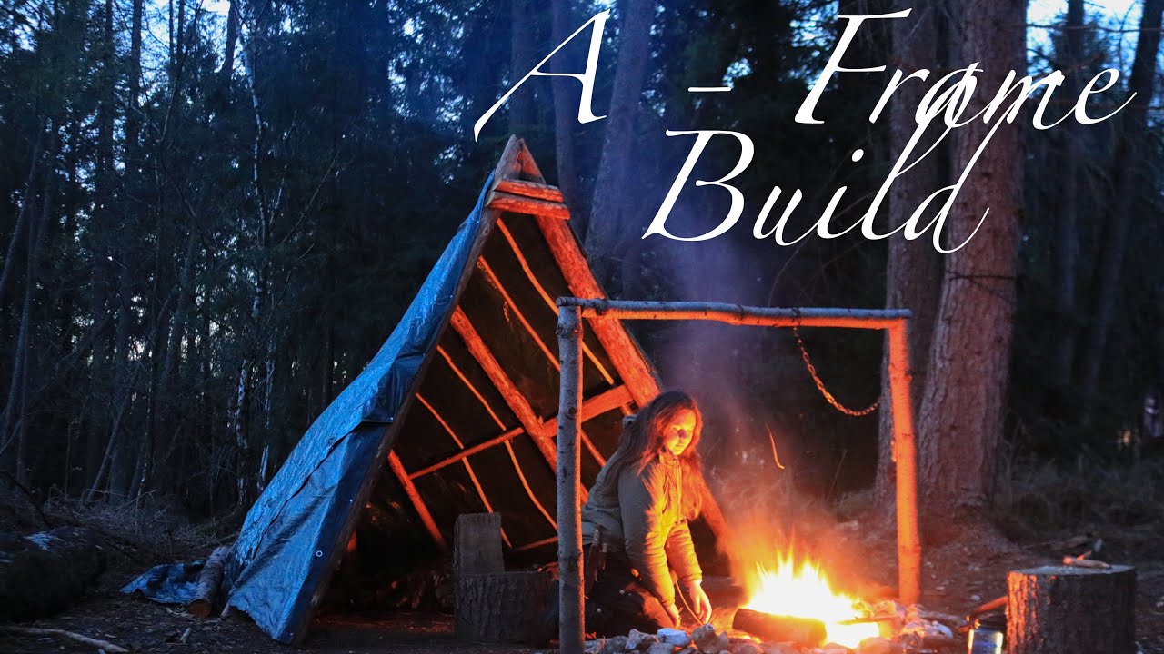 A - Frame Shelter Build | Dutch Oven Cooking | Solo Camping