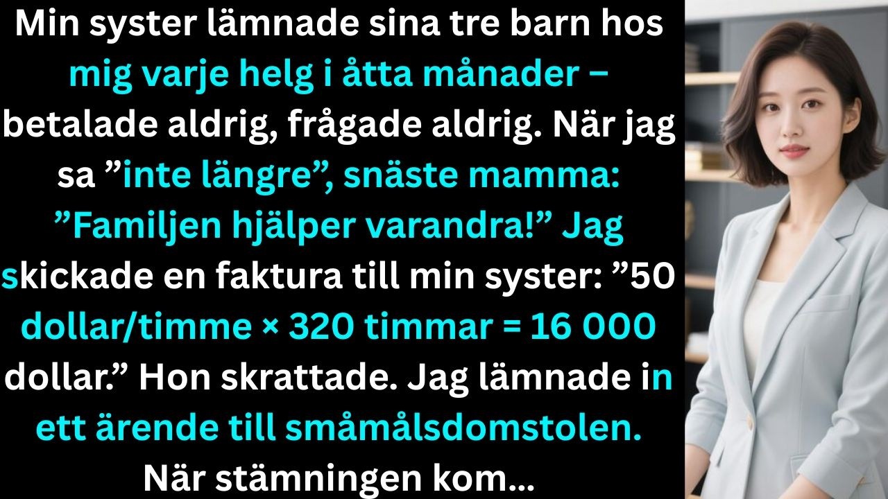 Min syster lämnade sina tre barn hos mig varje helg i 8 månader betalade aldrig, frågade aldrig När