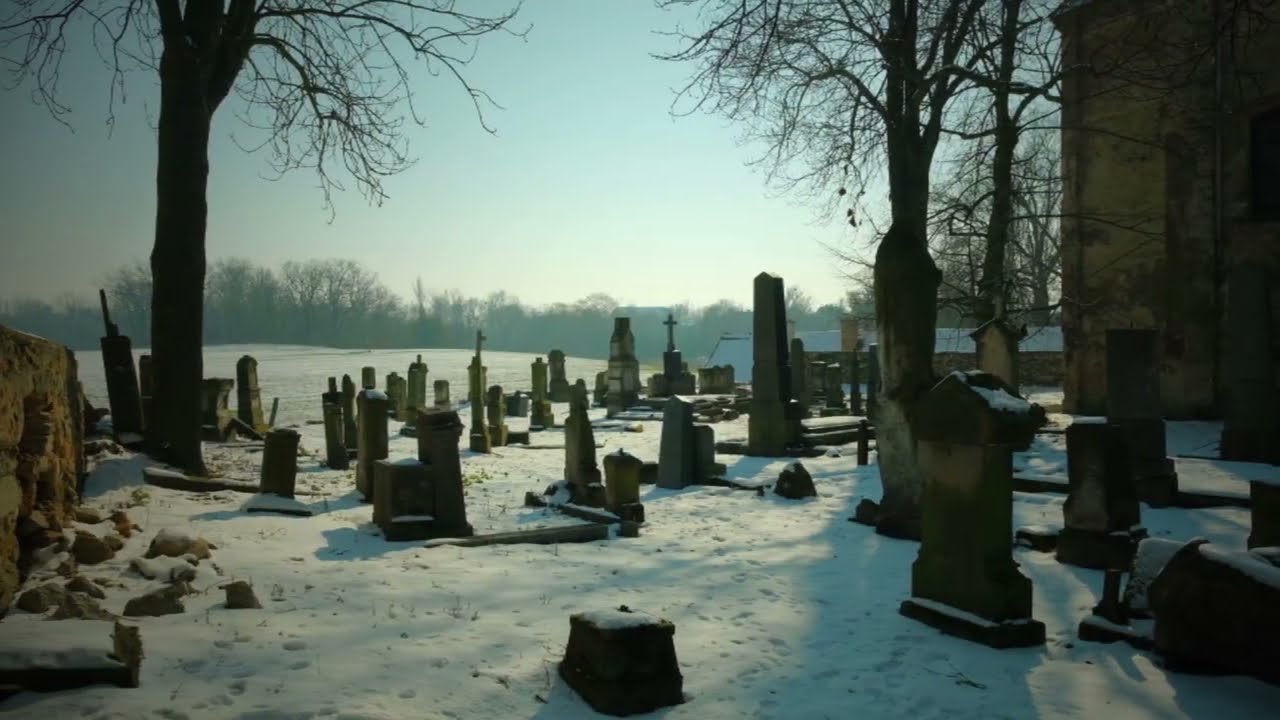 KMETINĚVES  -  kostel sv. Václava a poničený hřbitov