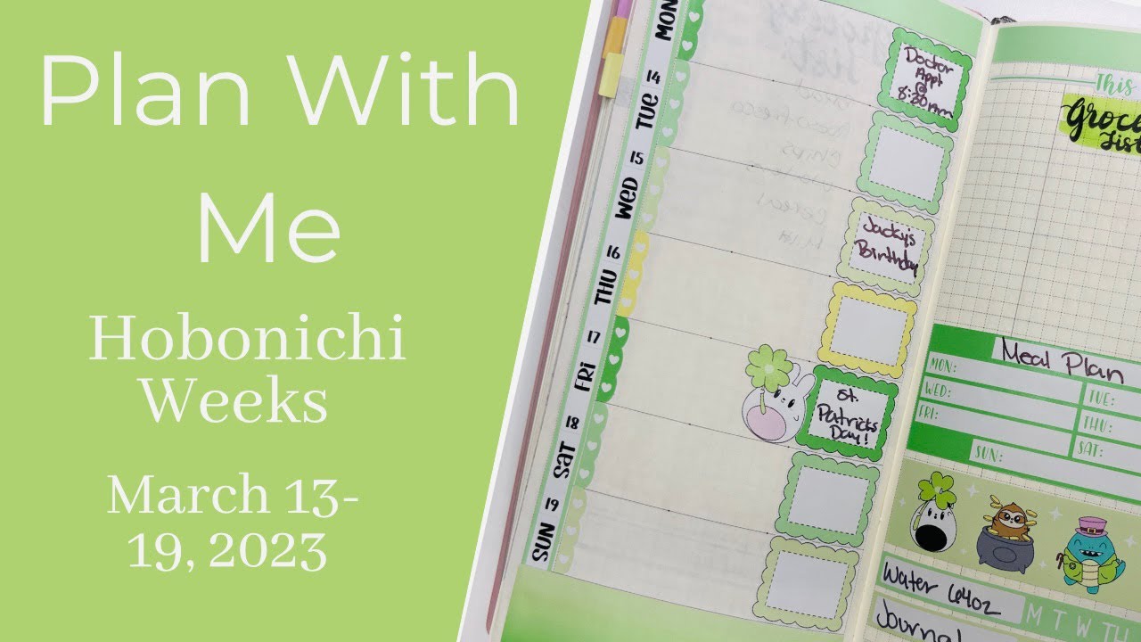 Plan With Me Hobonichi Weeks | March 13-19, 2023 | Sweet Kawaii Design | St. Paddy&rsquo;s Day