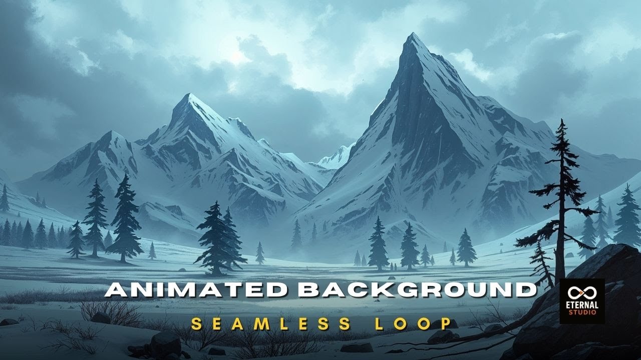 Animated Background - Winter Mountain Range Forest | Snowy Frozen Alpine Lake Live Wallpaper