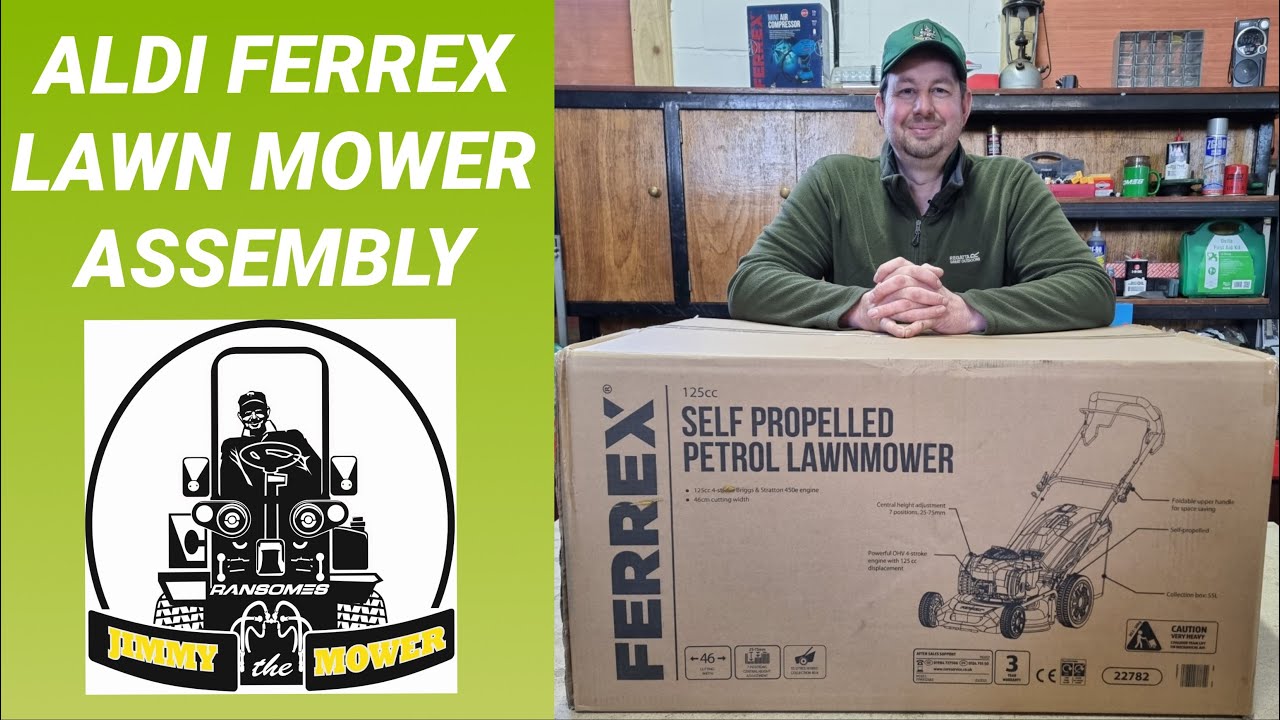 БЕНЗИНОВАЯ ГАЗОНОКОСИЛКА ALDI FERREX 46CM — инструкции по распаковке и сборке газонокосилки, руко...