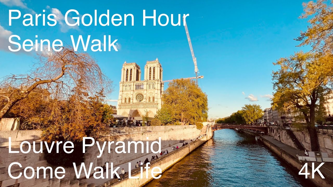 Paris Golden Hour - Sunset Evening Walk Along The Seine - 4K