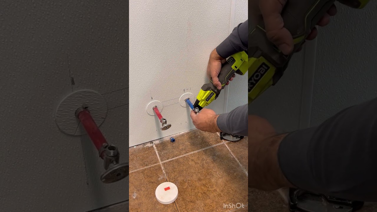 Installing a shutoff valve on PEX pipe. #shorts #plumbing