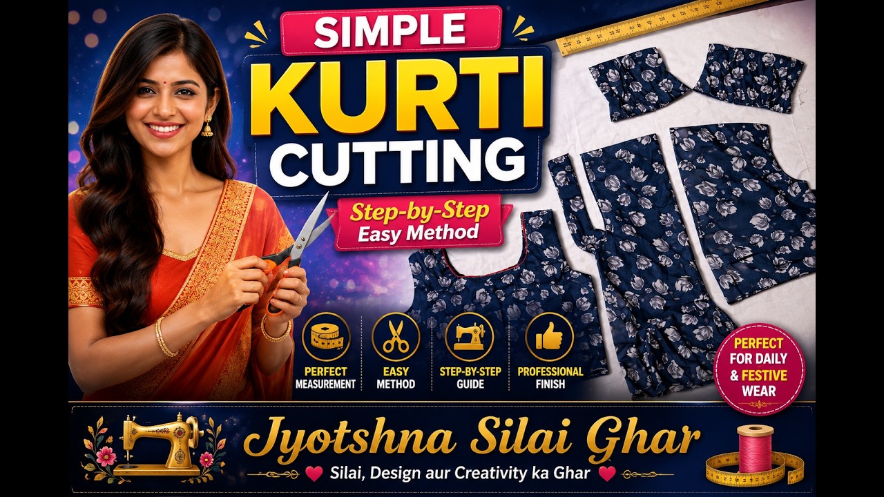 Simple Kurti Cutting Tutorial || Easy Step-by-Step Kurti Cutting Method || Jyotshna Silai Ghar