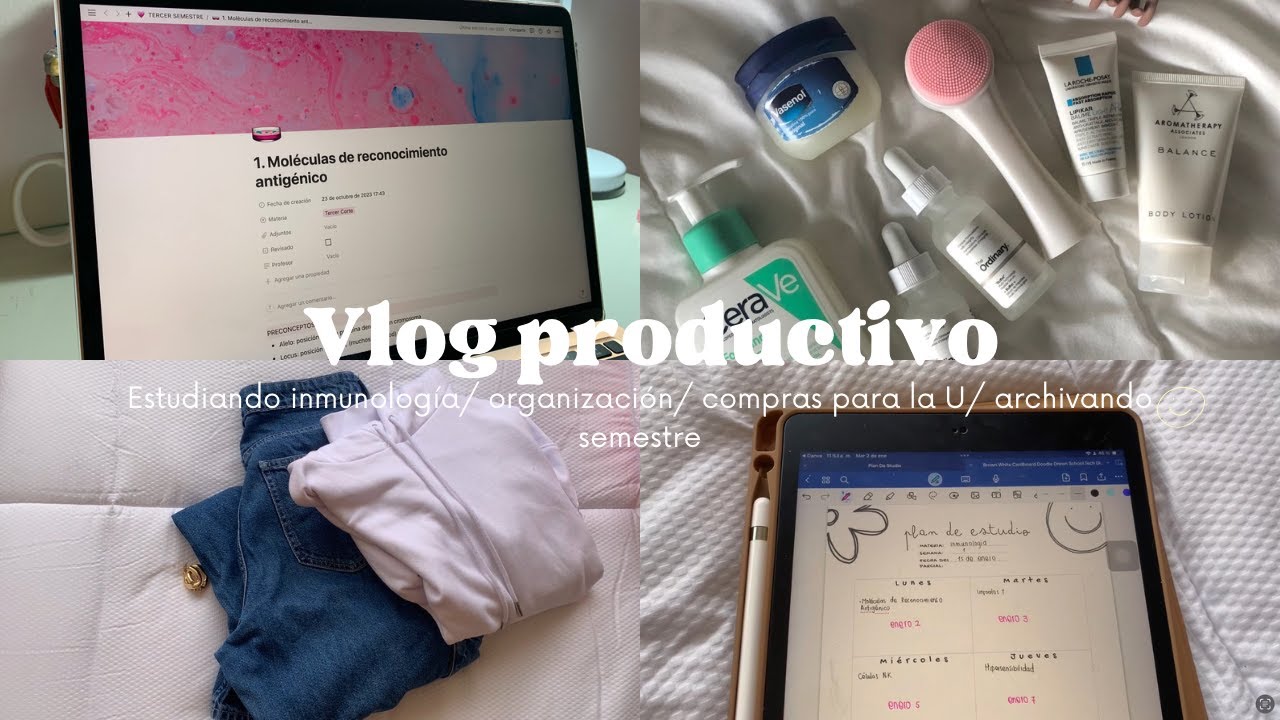 UN DÍA PRODUCTIVO CONMIGO (vlog) | Estudiando inmunología, planificación, compras para la U 🩷