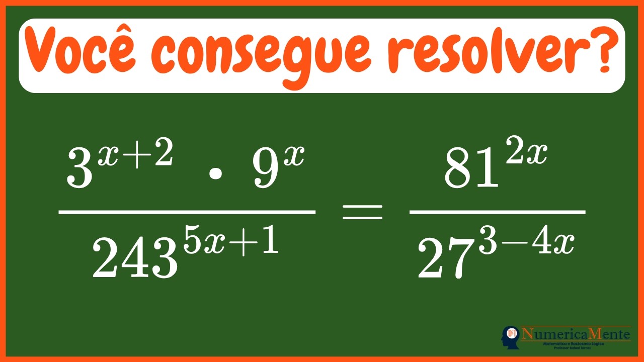 😱 VOCÊ CONSEGUE RESOLVER ESSA EQUAÇÃO EXPONENCIAL? | Equação Exponencial | Fundamentos Matemáticos