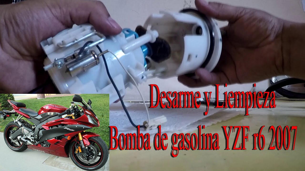 Limpieza de boma de Gasolina y  filtro Yamaha R6 2007 Limpieza de tanque fasil y corto
