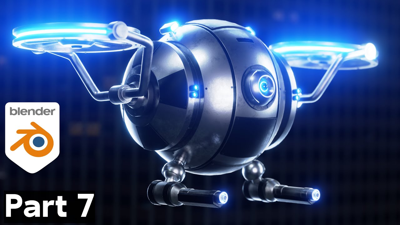 Sci-Fi Security Drone - Part 7 (Blender Tutorial)