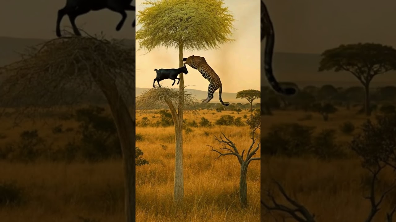 Life Leopard 🙏 Goat Ep167 #shortsvideo #goat #leopardadventure #viralvideo #leopard #WildlifeTech 🚀🐾