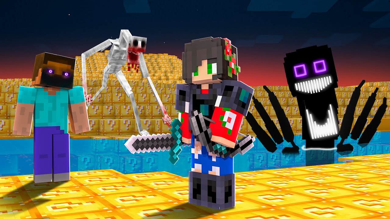 COLOQUEI 199 MODS DE TERROR em um MUNDO DE LUCKY BLOCKS!!