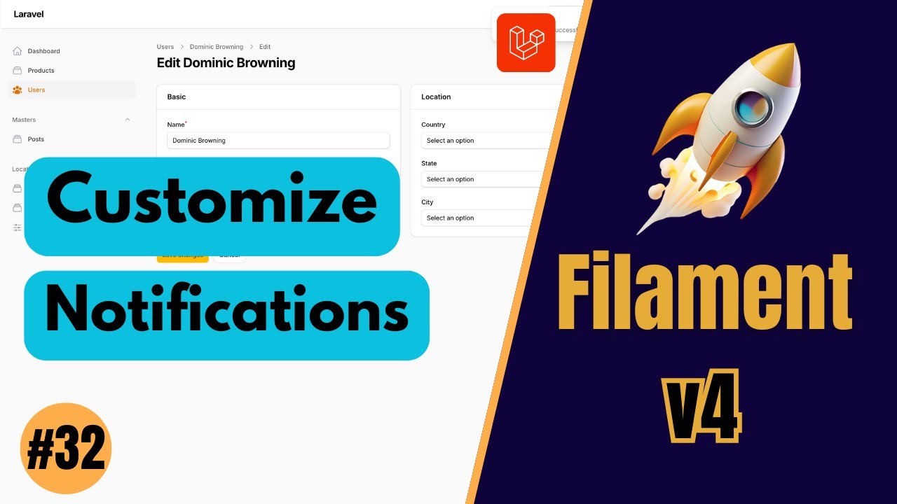 Настройка уведомлений в FilamentPHP - FilamentPHP v4 (Эпизод 32)