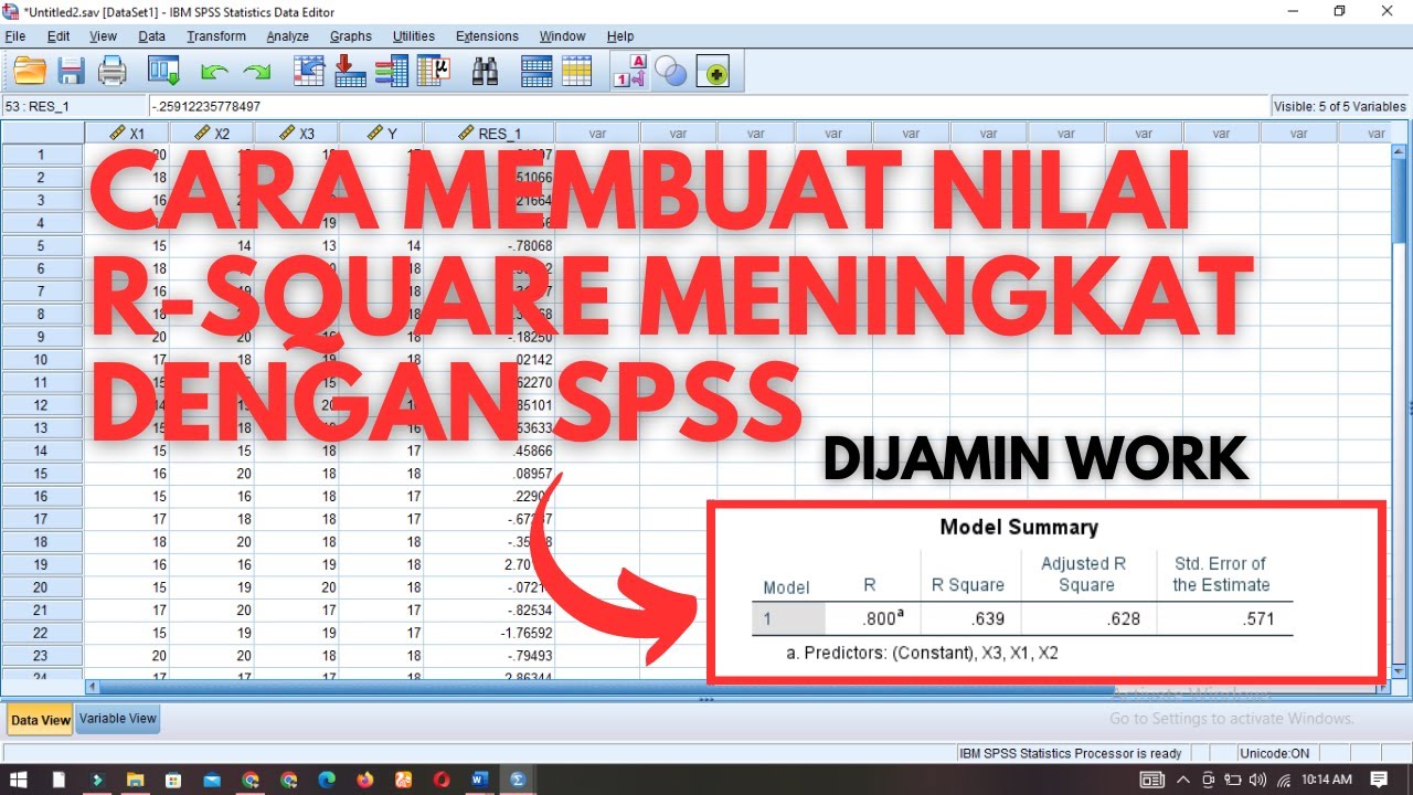 Cara Membuat Nilai R-Square Meningkat Dengan Cepat Menggunakan SPSS || DIJAMIN WORK