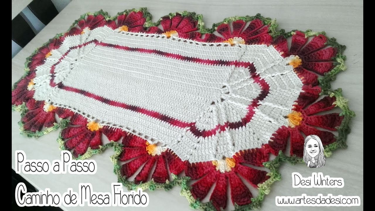 Caminho de Mesa Florido de Crochê