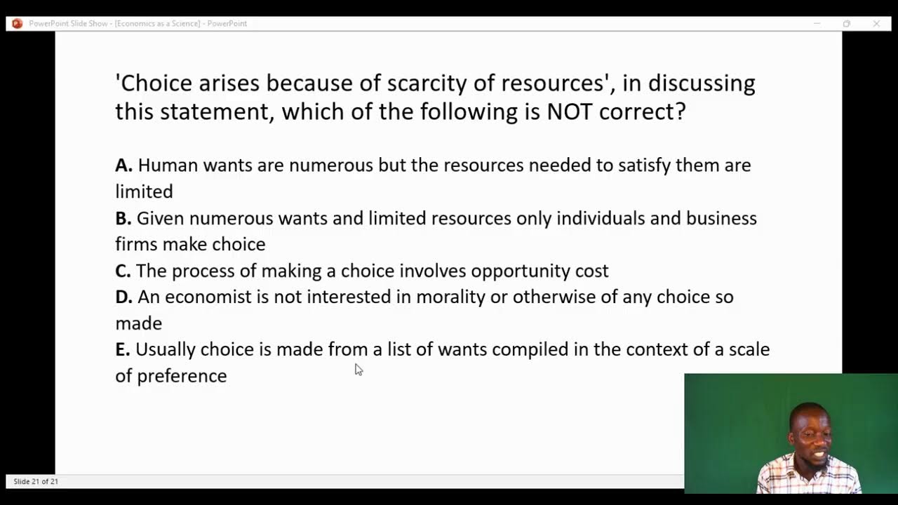 JAMB Economics (Economics as a Science): Solved Past Questions and Detailed Explanation