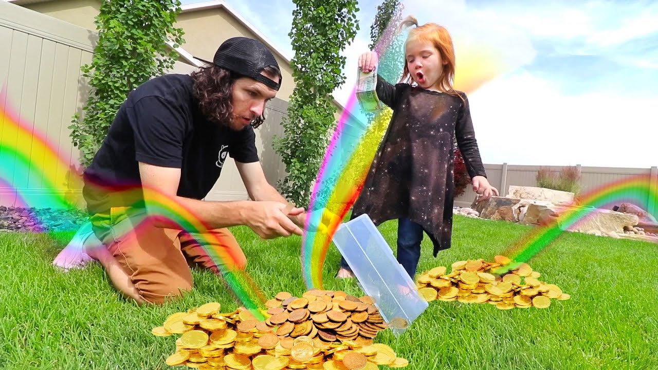 THE BOO BOO STORY! Hidden Presents from our Backyard Leprechaun for Adley (Hide N Seek Pots of Gold)
