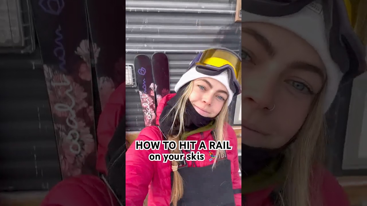 HOW TO HIT A RAIL ON SKIS #skiing #skiergirl #skiseason #skitutorial