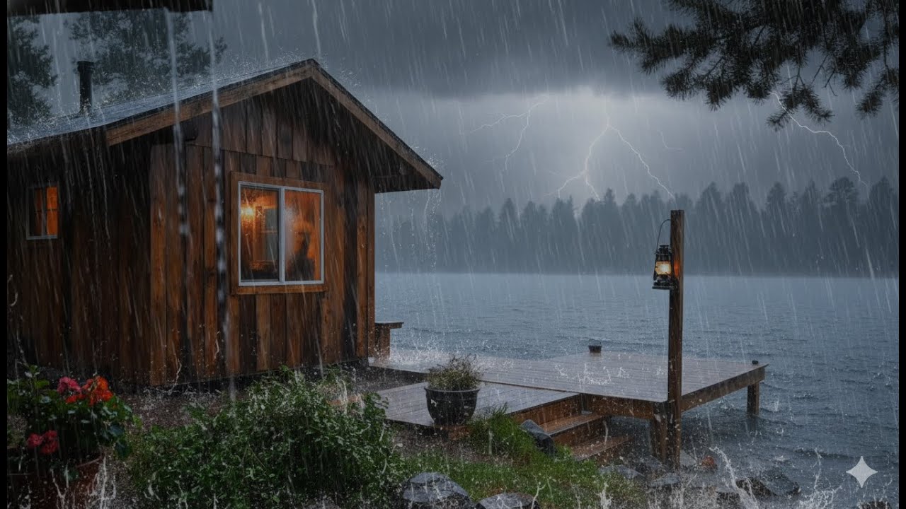 Quiet Lake Rain at Night 🌙 Cozy Cabin Ambience for Deep Sleep (No Music)