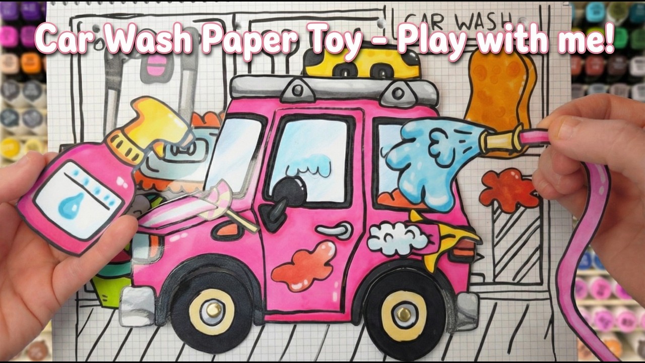 Paperdiy 🚗 Car Wash DIY 🚗 Drawing, Coloring ASMR ♥️ Paper Doll 