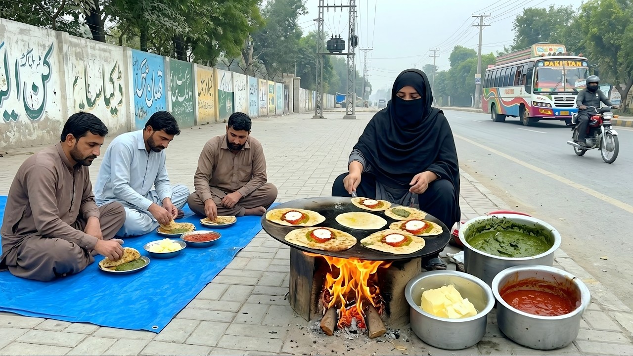 INSPIRING POOR WOMAN 😱 SELLING PAKISTANI DESI Foods | SAAG| ALOO PARATHA| Pakistani ICONIC BREAKFAST