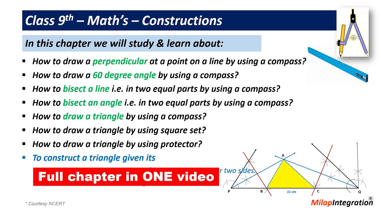 Constructions | Chapter 1 | Class 9 | Math's | CBSE NCERT | Milap Intergration