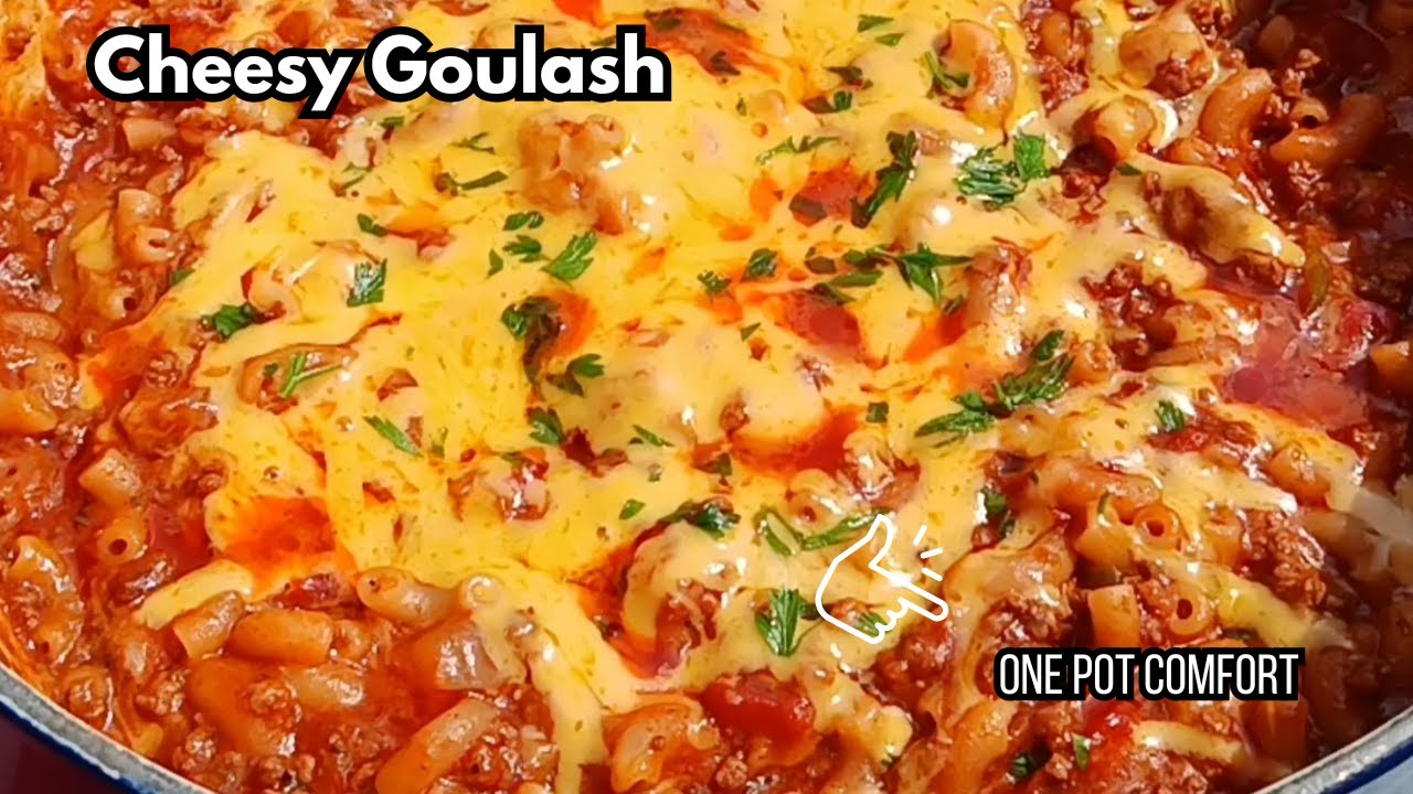 One Pot Cheesy Goulash Recipe | Easy Ground Beef Pasta Dinner #recipe #food #cheesypasta