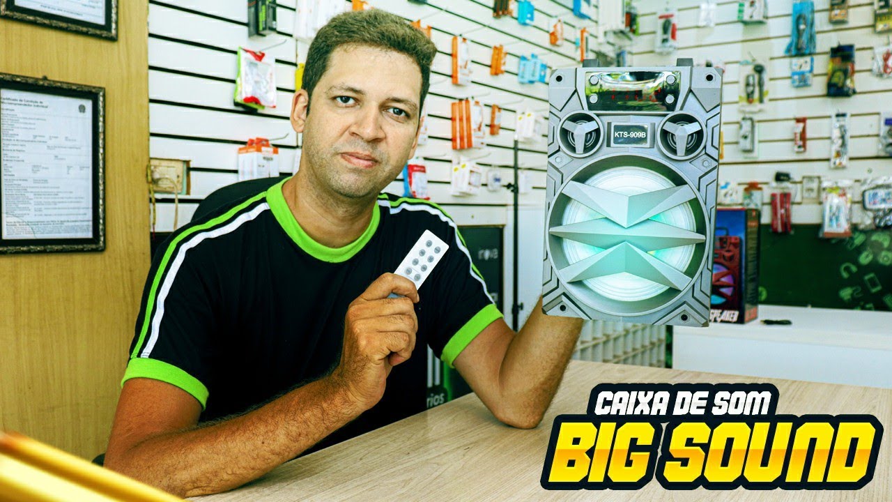 Caixa de Som Wireless Speaker kts 909b, Com Painel Digital e Controle Remoto.