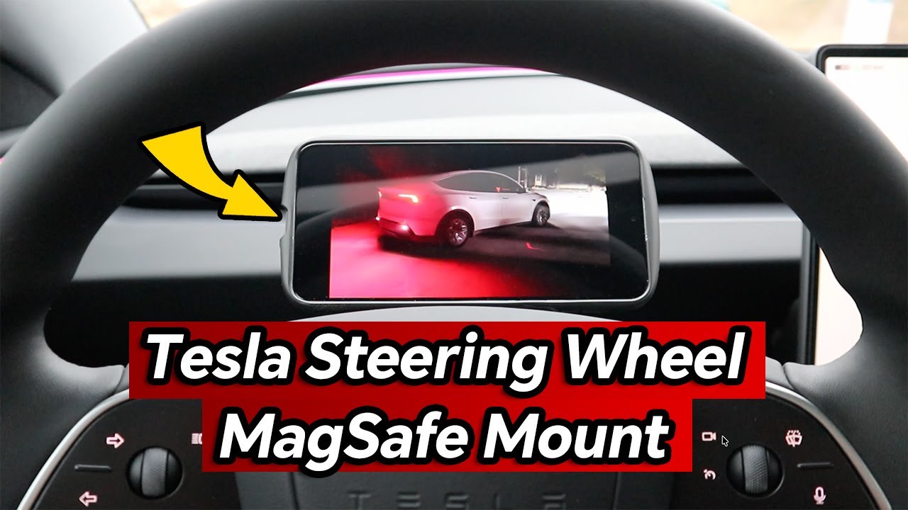 Tesla Steering Wheel Phone Mount (MagSafe) &ndash; Perfect iPhone Driving View
