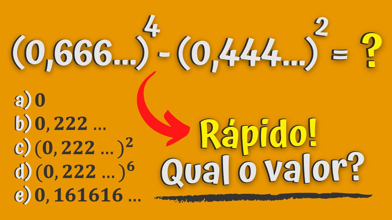 FÁCIL OU PEGADINHA? Subtração de potências com dízimas periódicas | Matemática Básica #44