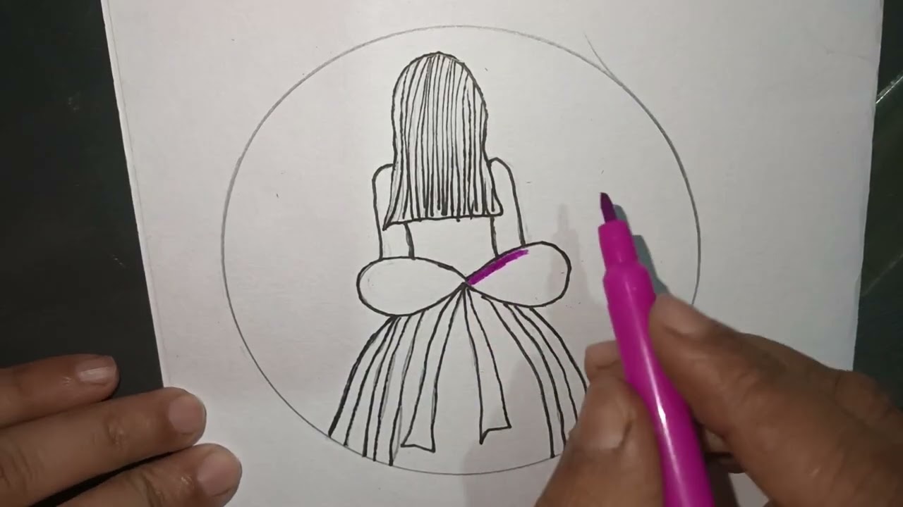 Easy girls drawing ||Beautiful circle drawing idea || girls drawing idea ||Easy drawing tutorial || 