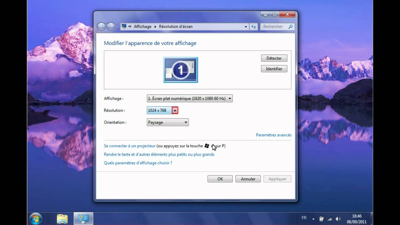 Windows 08 - Régler l'affichage de l'écran