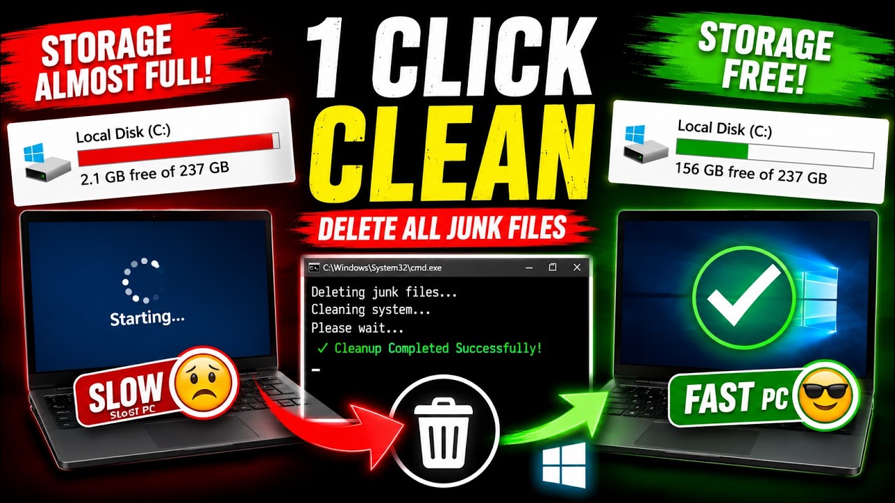 How to Clear All Hidden Junk Files From Your Computer in 1 Second (Windows 10/11)