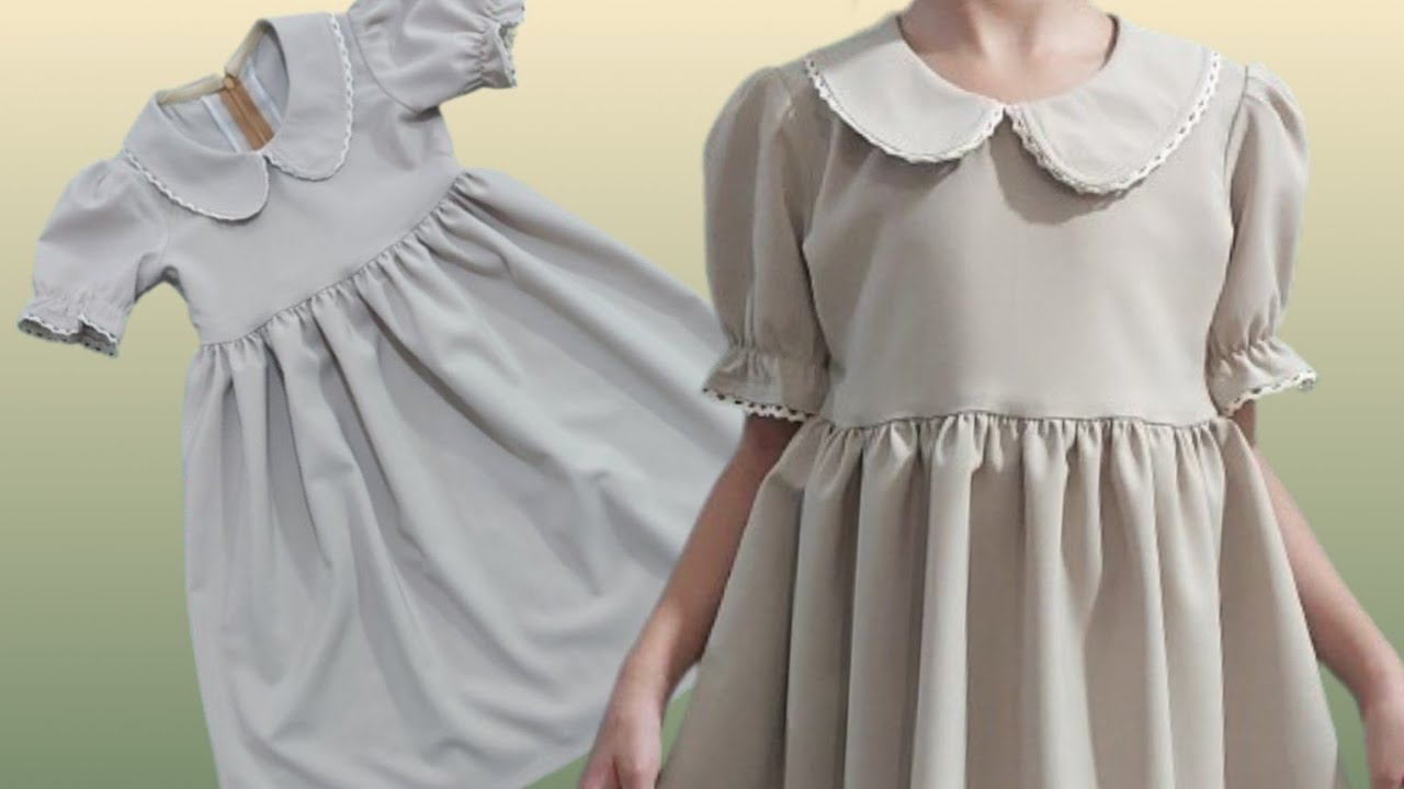 🌈 DIY Girl's Dress with Peter Pan Collar | Easy tutorial