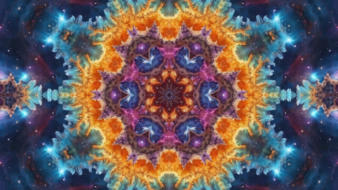 Trippy Cosmic Fractal Kaleidoscope 4K – Space Nebula Meditation & Chillout Visualizer