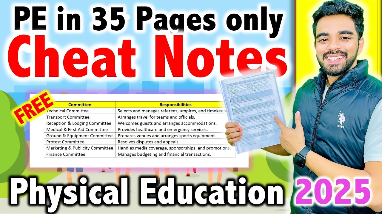 Physical Education Cheat Notes 😎 | Short Printable Notes 📝 | CBSE Class 12th | FREE🔥