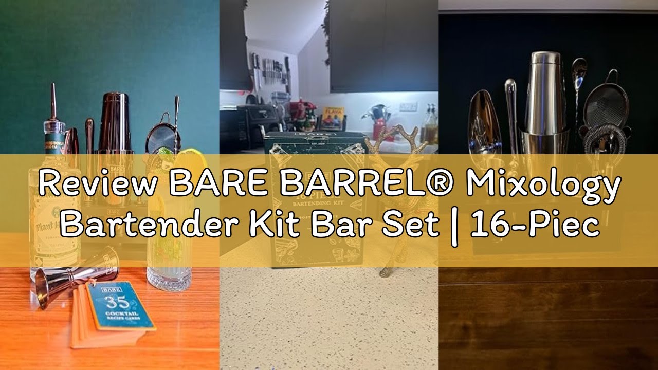 Review BARE BARREL® Mixology Bartender Kit Bar Set | 16-Piece Cocktail Shaker Set | Martini Barware