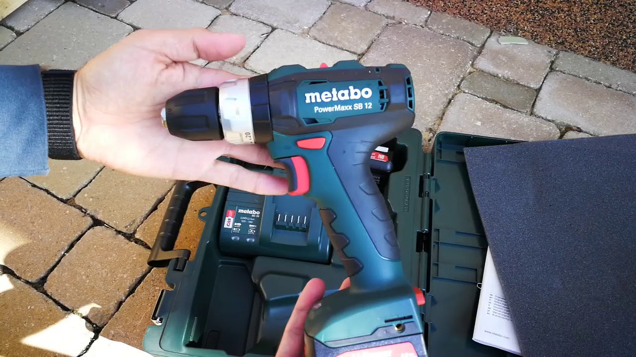 Unpacking / unboxing cordless hammer drill Metabo PowerMaxx SB 12 SET 601076870
