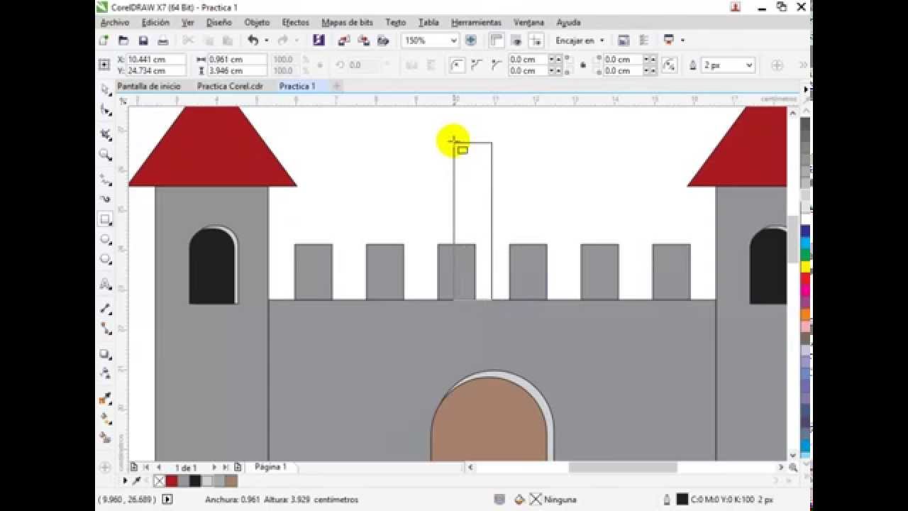Tutorial Corel Draw Practica 1: Herramientas de Dibujo - Castillo