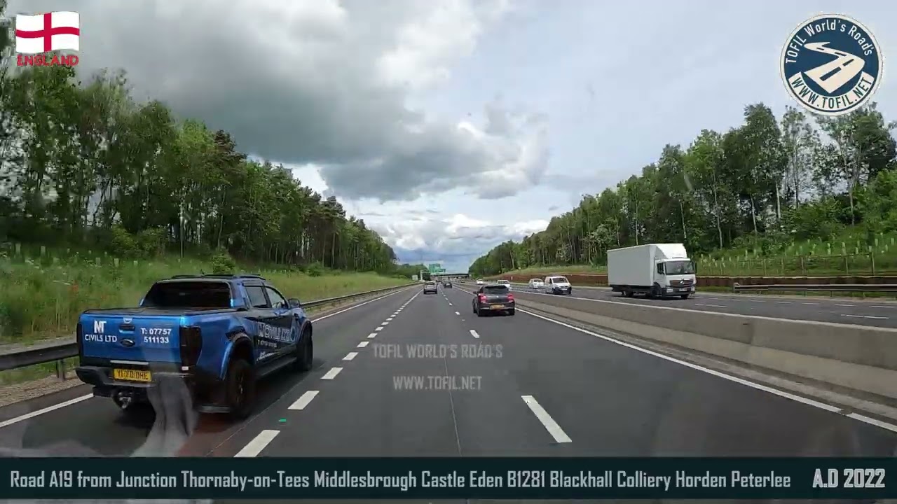 Road A19 from Junction Thornaby-on-Tees Middlesbrough B1281 Blackhall Colliery Peterlee ENGLAND 2022