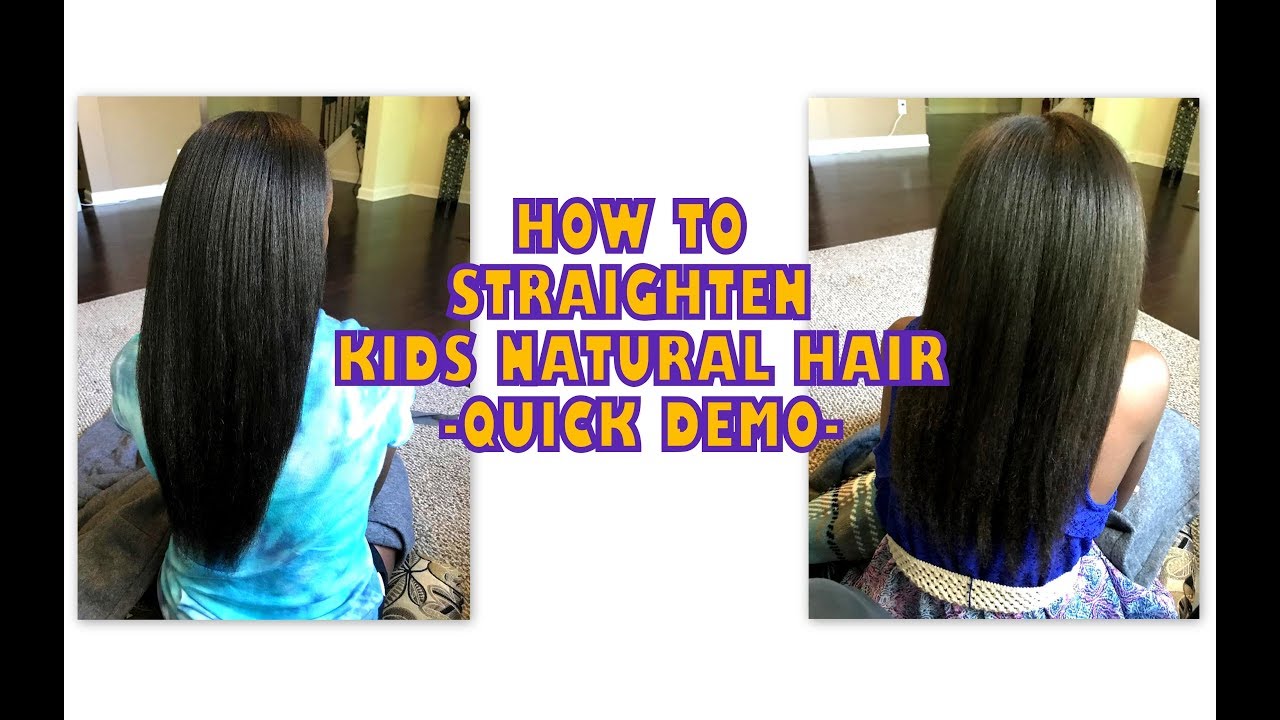 How To Straighten Kids 3c & 4a/b Natural Hair -Quick Demo-