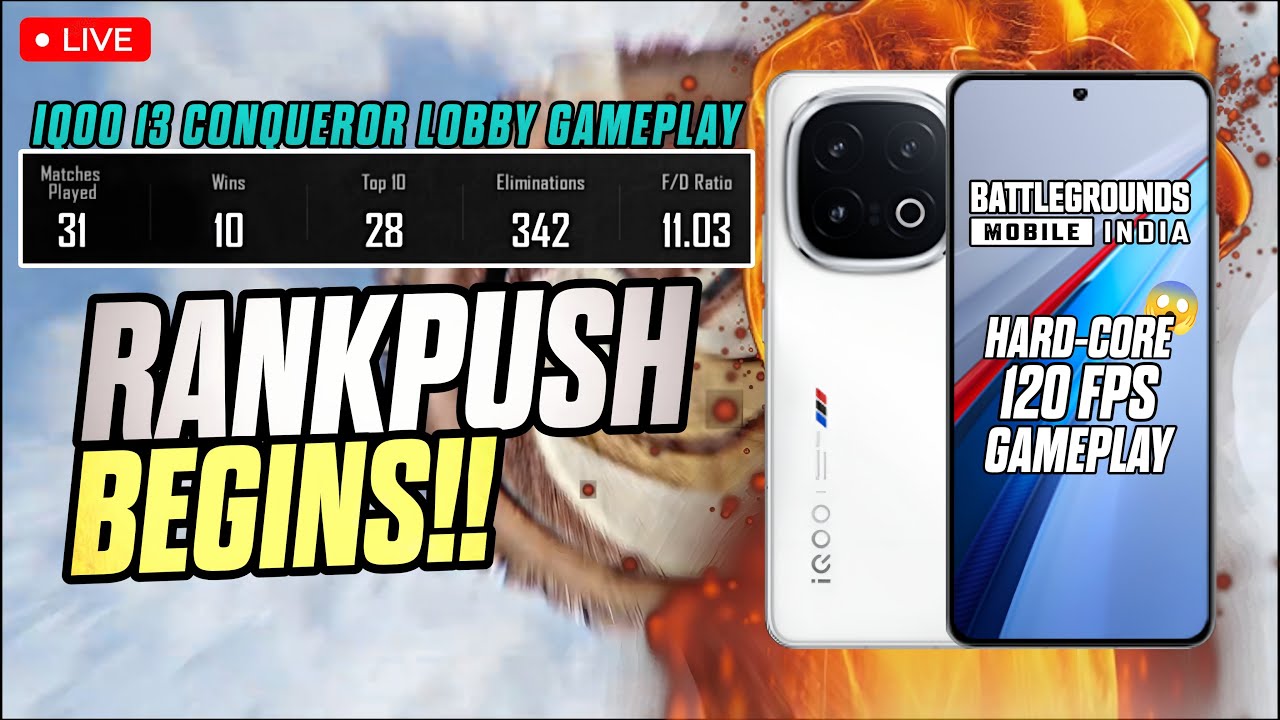 🔴IQOO13 SOLO MONSTER| CONQUEROR RANK PUSH DAY-5 | IQOO 13 INDIA FASTEST PHONE LIVE PERFORMANCE TEST