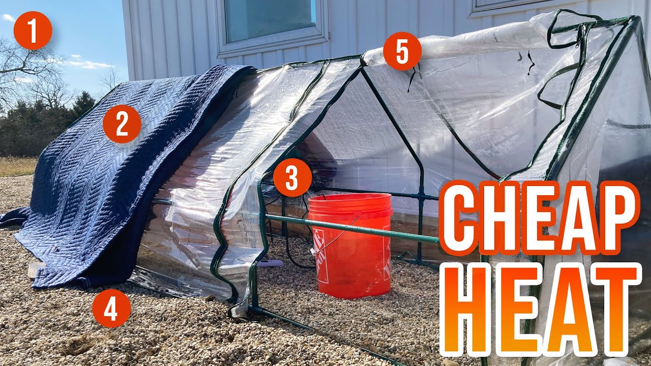 Heating A Mini Greenhouse With Little or NO Power | Thermal Mass, Insulation, Layering for Seedlings