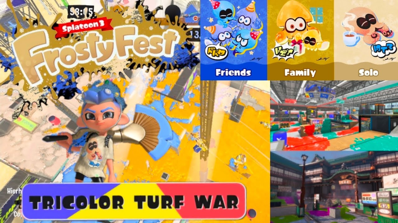 Early Frosty fest in 2026 Gameplay in Splatoon 3. Friends vs Family vs Solo in Tricolor Turf War