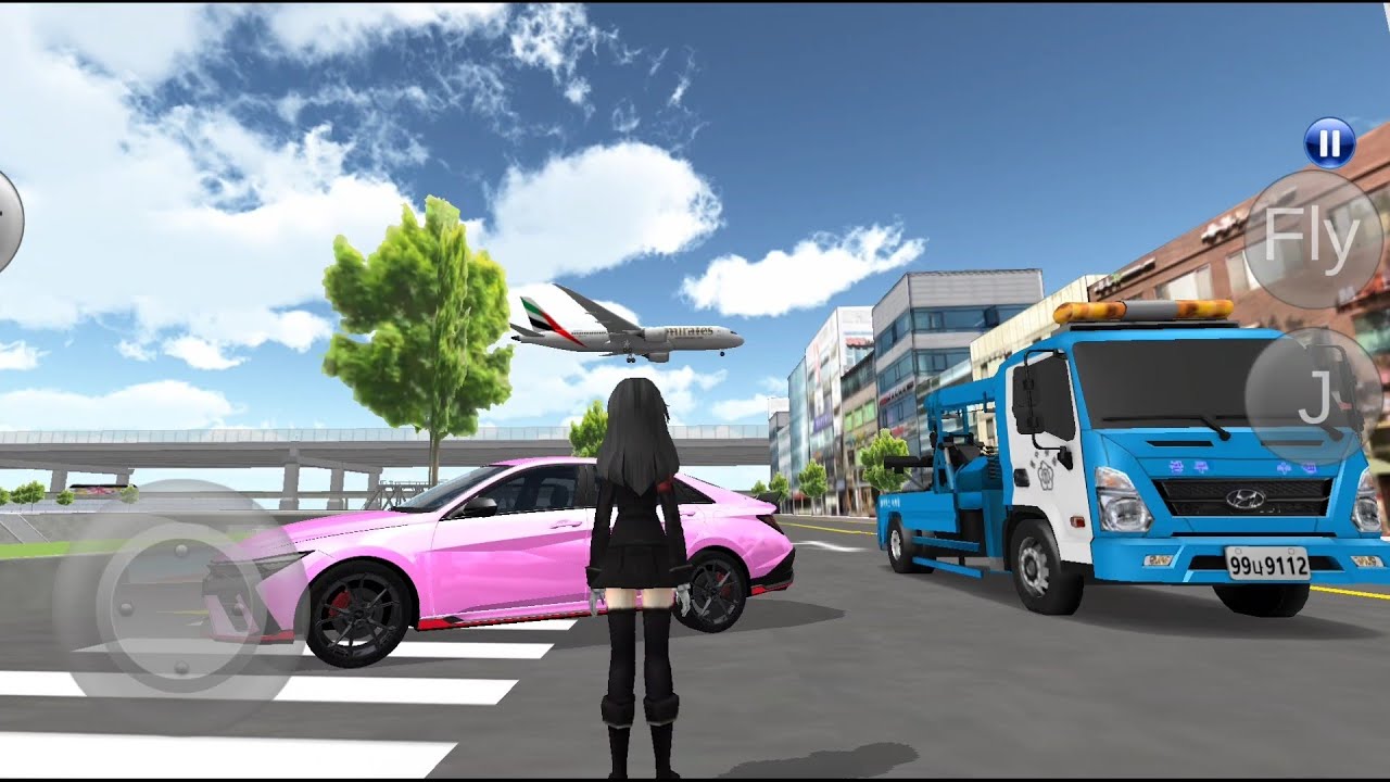 Girl driving pink color car in city|3D driving class|mobile gameplay