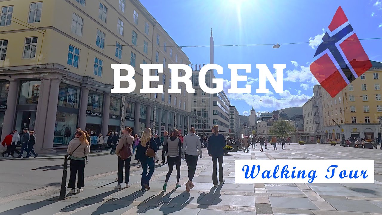 Walking Through Norway, 4k Street walk in Bergen, beautiful Scandinavia